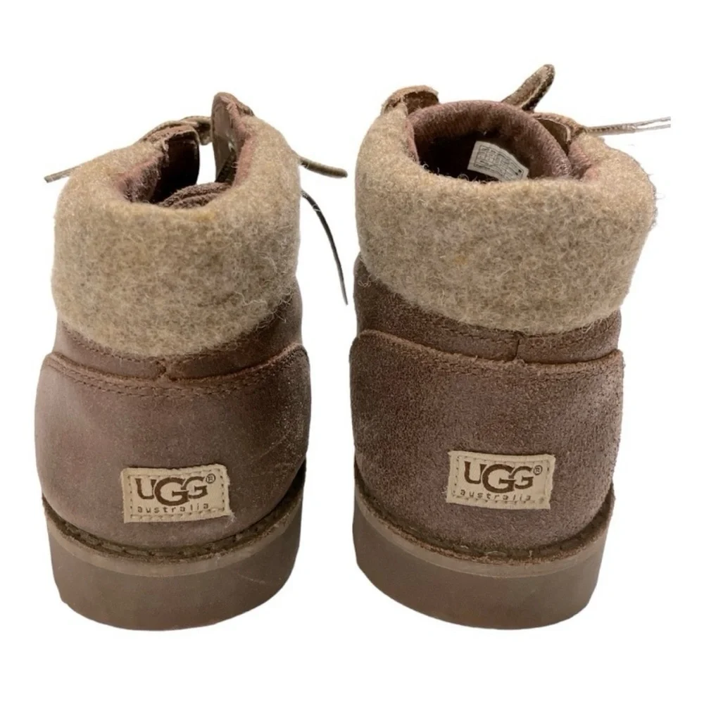 UGG Orin Wool Cuff Lace-Up Ankle Boots Brown Kids 5 Unisex Casual
